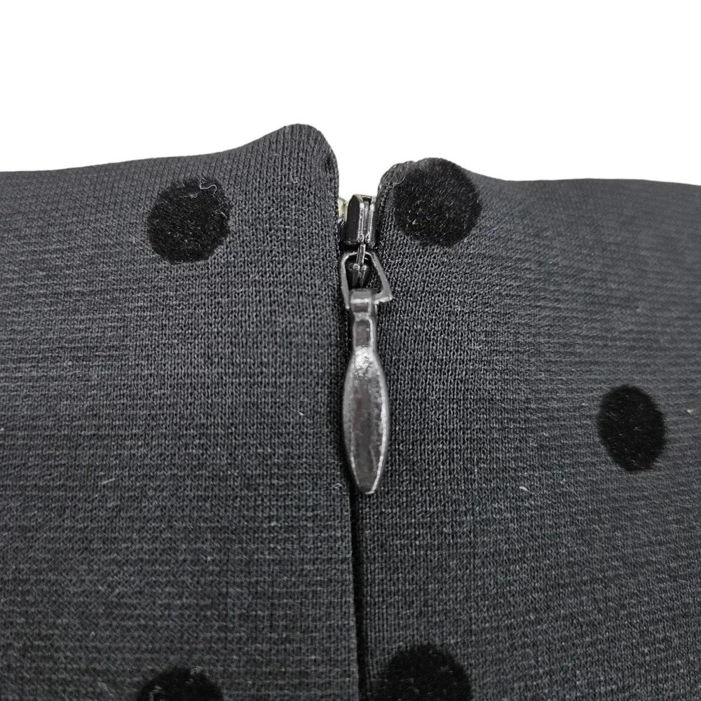Old Navy Shift Dress Black Jack Polka Dot Bell Long Sleeve Zip Back - Picture 6 of 9